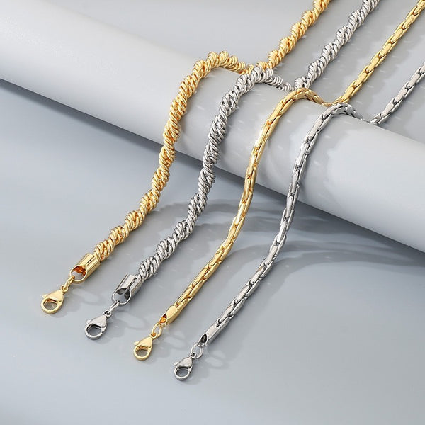 Stainless Steel Rope Chain Necklace – Unisex INS Style