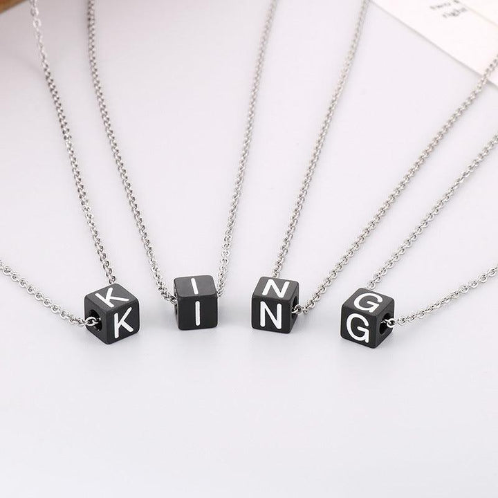 Kalen Letter Alphabet Stainless Steel 26 Initial Pendant Necklace for Men Women - kalen