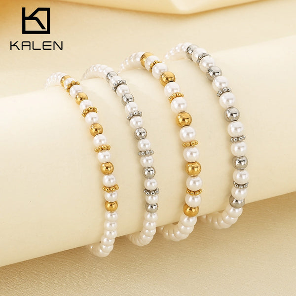 Elegant Pearl Beaded Stainless Steel Bracelet