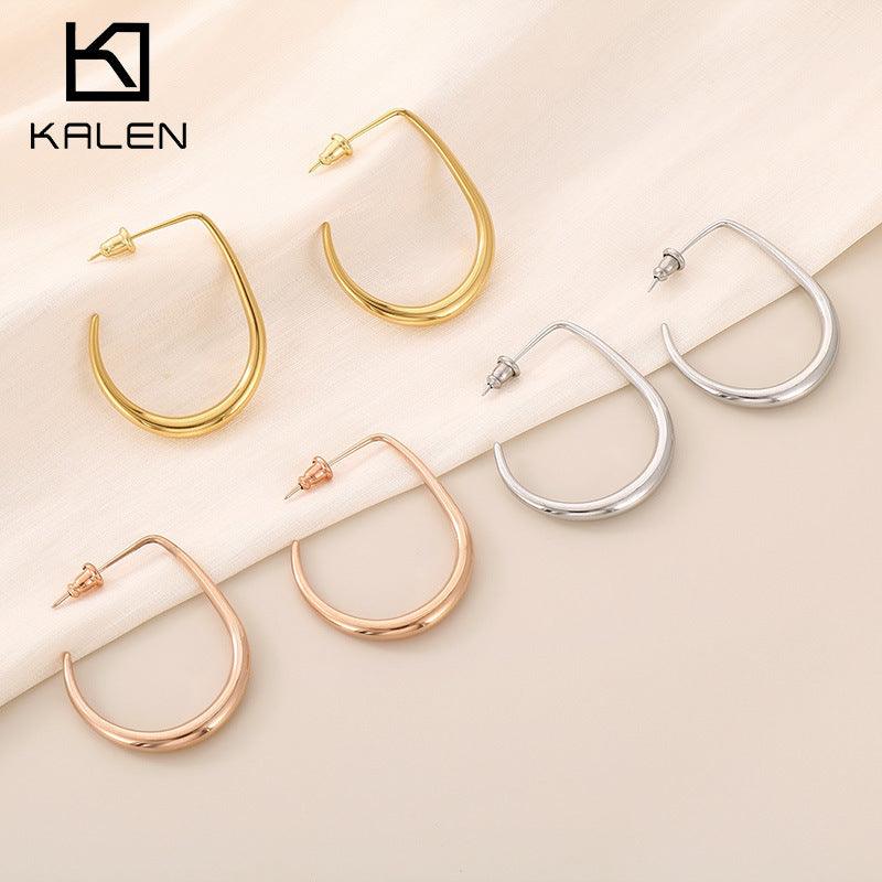 Kalen Stainless Steel U-shape Stud Earrings for Women - kalen