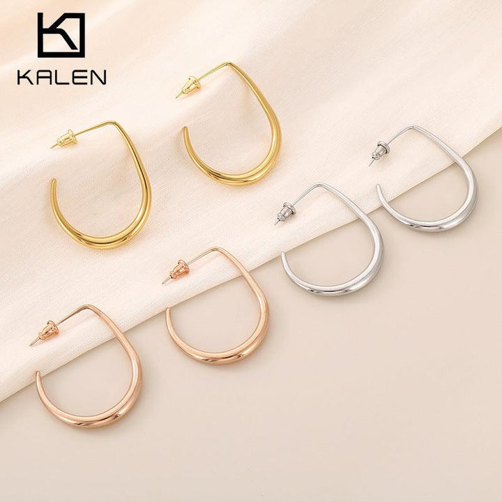 Kalen Stainless Steel U-shape Stud Earrings for Women - kalen