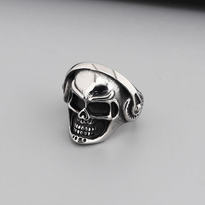 Kalen Punk Casting Gothic Exaggerated Skull Stainless Steel Ring for Men - kalen