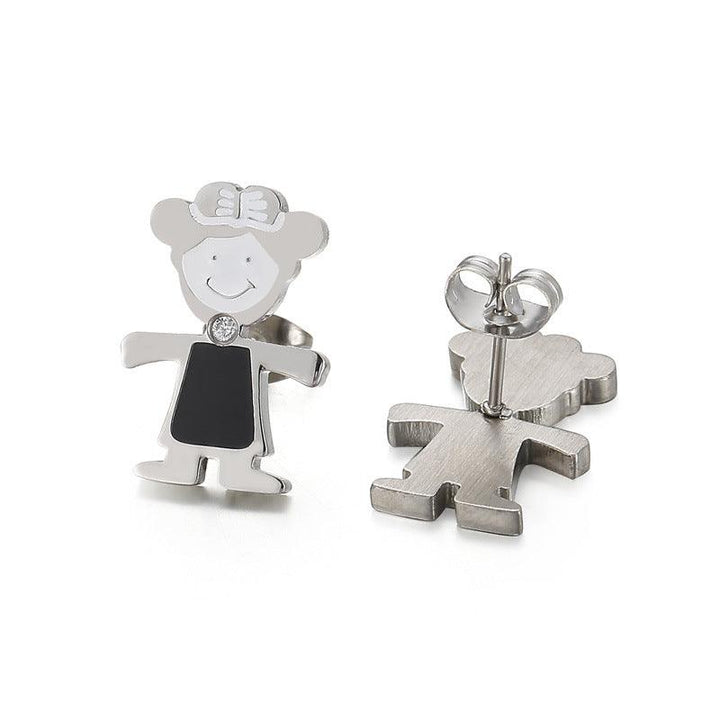 Kalen Stainless Steel Cute Cartoon Enamel Stud Earrings for Women - kalen