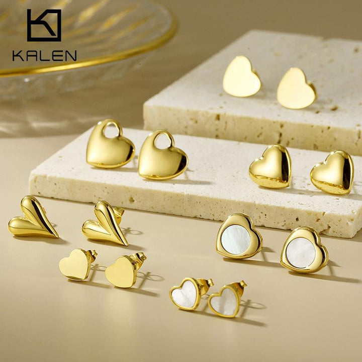 Kalen Wholesale Stainless Steel Heart Stud Earrings for Women - kalen