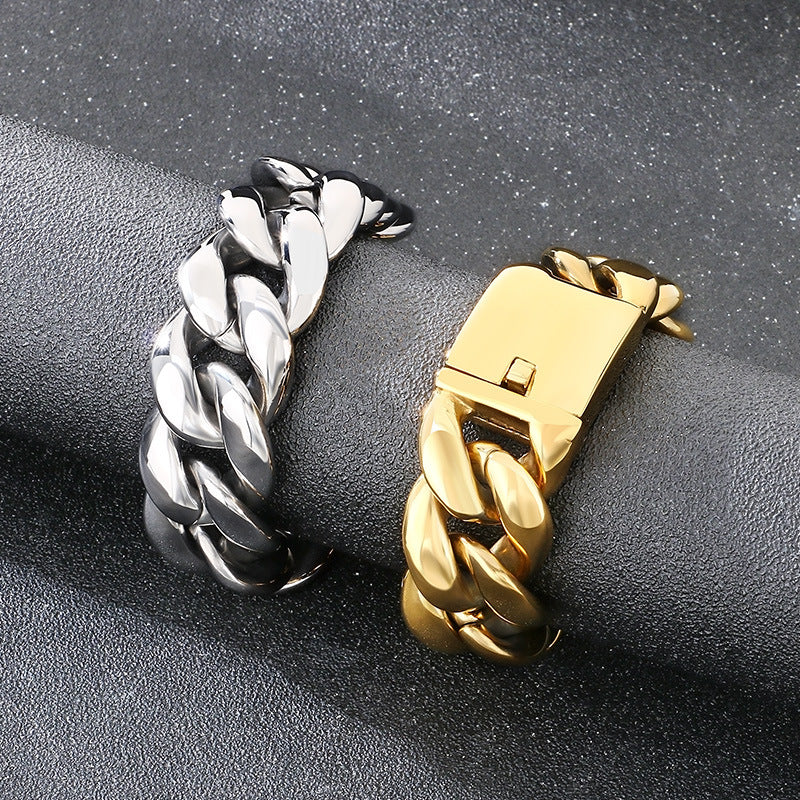 25mm Stainless Steel Cuban Chain Bracelet - view 1