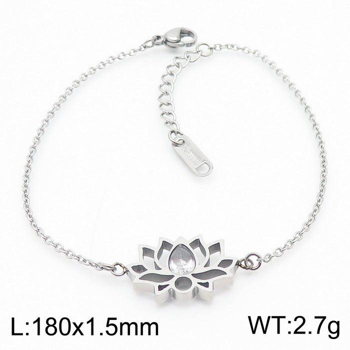 Kalen Stainless Steel Cute Flower Stud Earrings Necklace Bracelet Set for Women - kalen