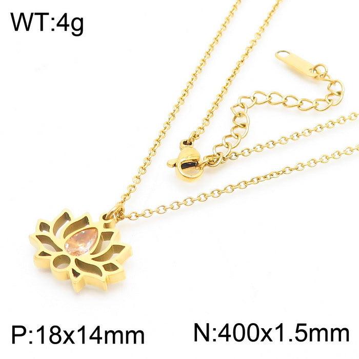 Kalen Stainless Steel Cute Flower Stud Earrings Necklace Bracelet Set for Women - kalen