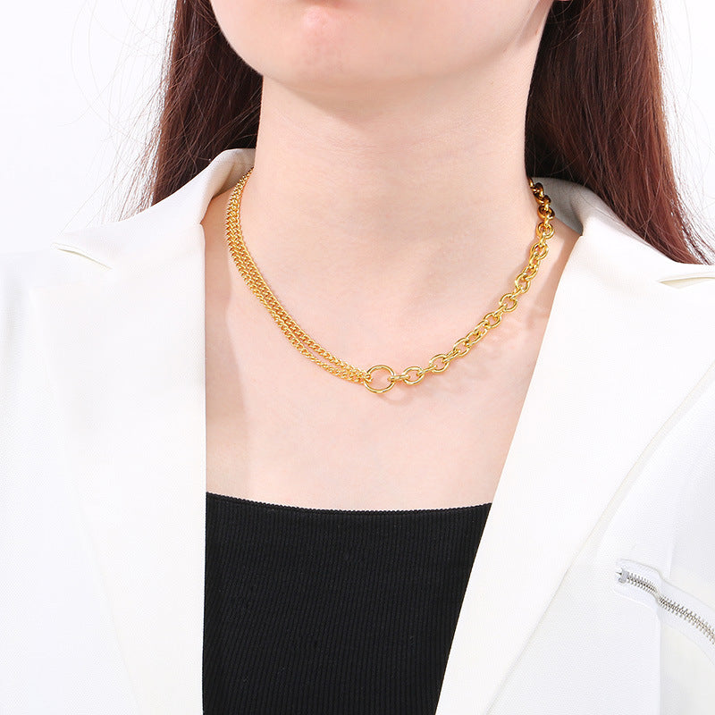 18K Gold Stainless Steel Cuban O Link Chain Necklace - view 1