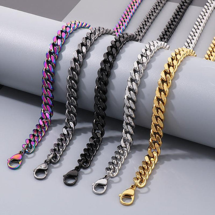 Wholesale 8/10mm Brushed Matte 2-Side Cut Curb Cuban Chain Necklace with Lobster Clap - kalen