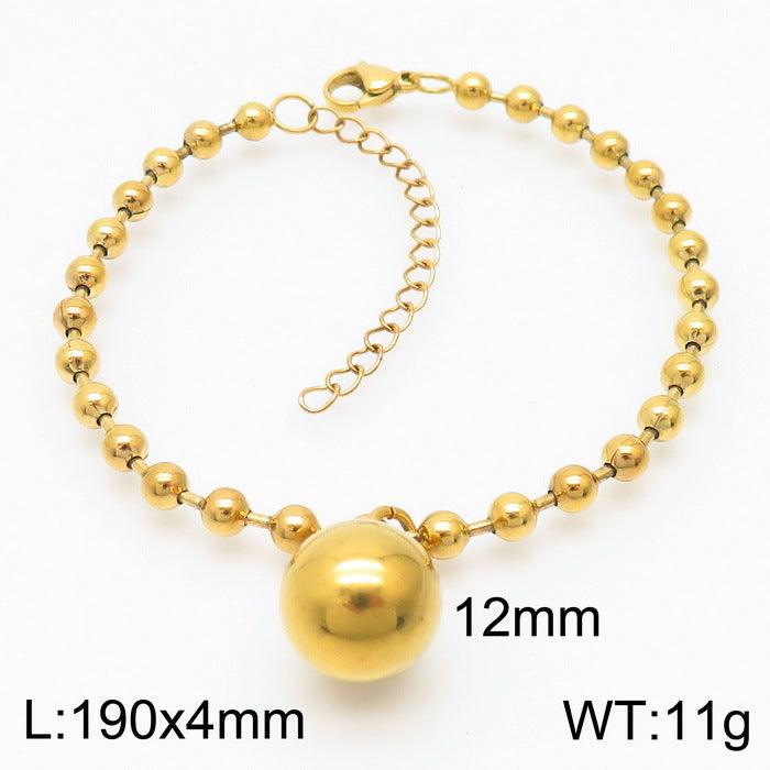 Kalen Stainless Steel 18K Gold Plated Bead Chain Ball Charm Wholesale Bracelets Necklace Jewelry Set for Women - kalen