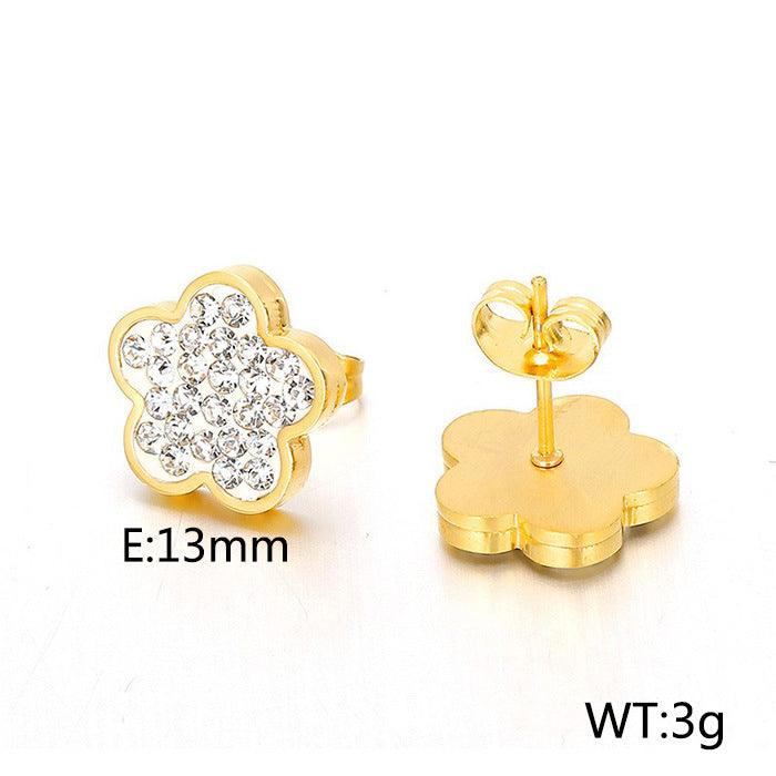 Kalen Stainless Steel Flower Clay Zircon Stud Earrings for Women - kalen