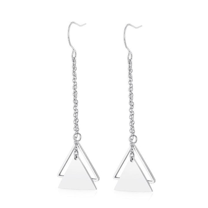 Kalen Stainless Steel Geometry Triangle Chain Drop Earrings for Women - kalen