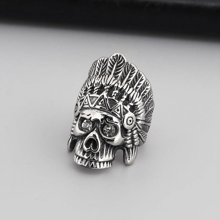 Hip Hop Wholesale Stainless Steel Rings Pentagram Anchor Indian Spades Heart Ring for Men - kalen