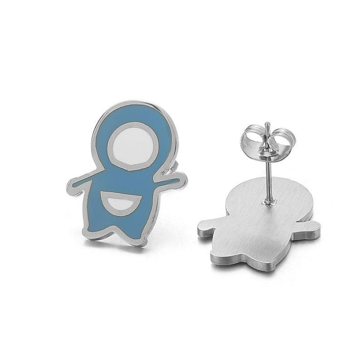 Kalen Stainless Steel Cute Cartoon Enamel Stud Earrings for Women - kalen