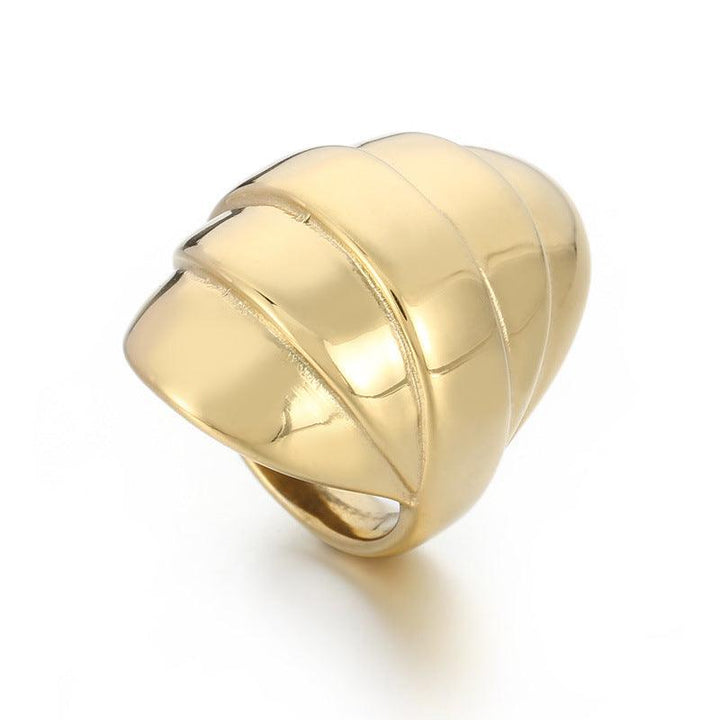 Kalen Wholesale Stainless Steel Hollow Chunky Geometry Croissant Ring for Women - kalen