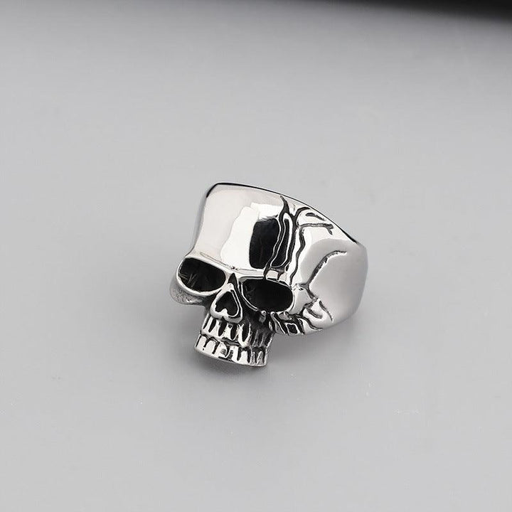 Kalen Punk Casting Gothic Exaggerated Skull Stainless Steel Ring for Men - kalen