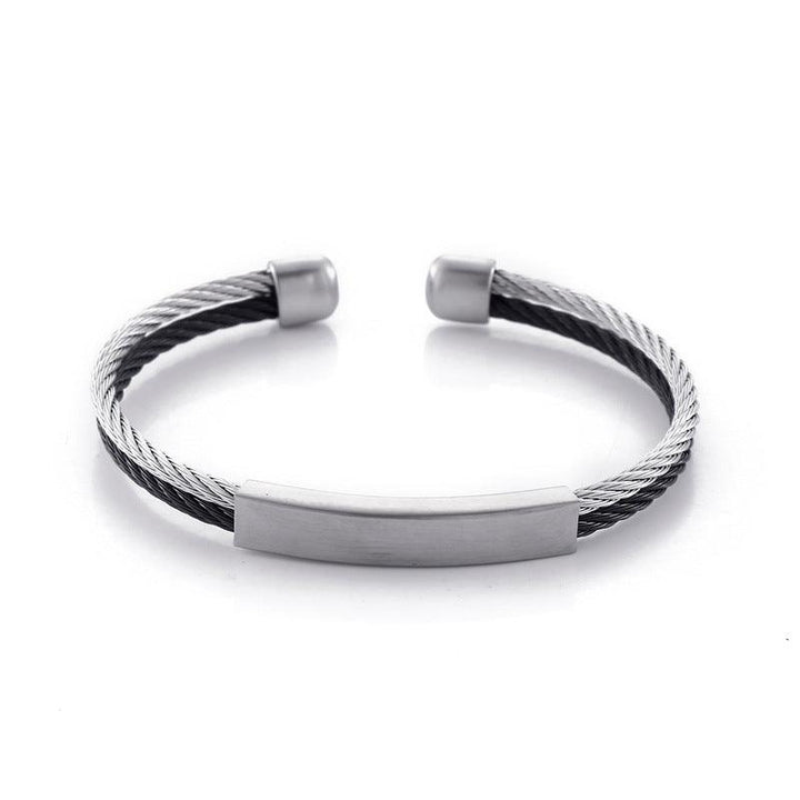 Kalen Brushed Stainless Steel Cuff Blank ID Bracelet Bangles for Men - kalen