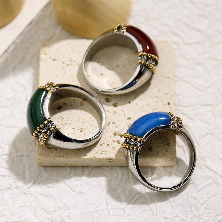 Kalen Wholesale Stainless Steel Natural Stone Zircon Rings For Women - kalen