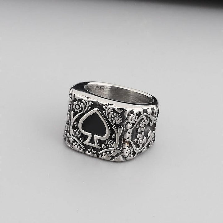 Hip Hop Wholesale Stainless Steel Rings Pentagram Anchor Indian Spades Heart Ring for Men - kalen