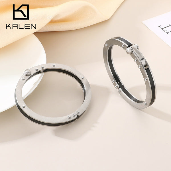 Carbon Fiber Cuff – Unisex Punk Stainless Steel Bangle Bracelet