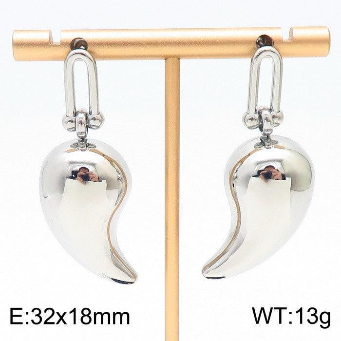 Stainless Steel Waterdrop Hollow Chunky Stud Earrings For Women - kalen