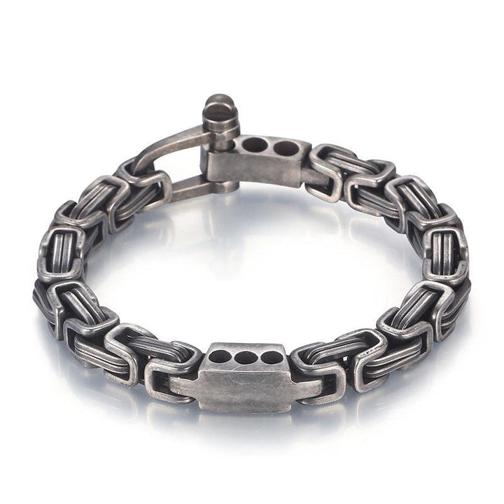 Kalen 7mm Stainless Steel Blank ID Byzantine Chain Bracelet for Men - kalen