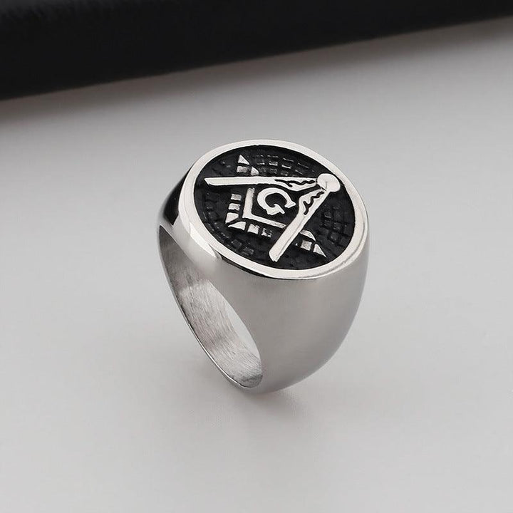 Kalen Punk AG Masonic Stainless Steel Enamel Ring for Men - kalen