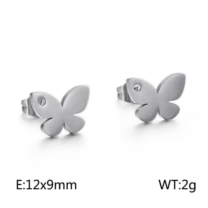 Kalen Stainless Steel Cute Butterfly Zircon Stud Earrings for Women - kalen