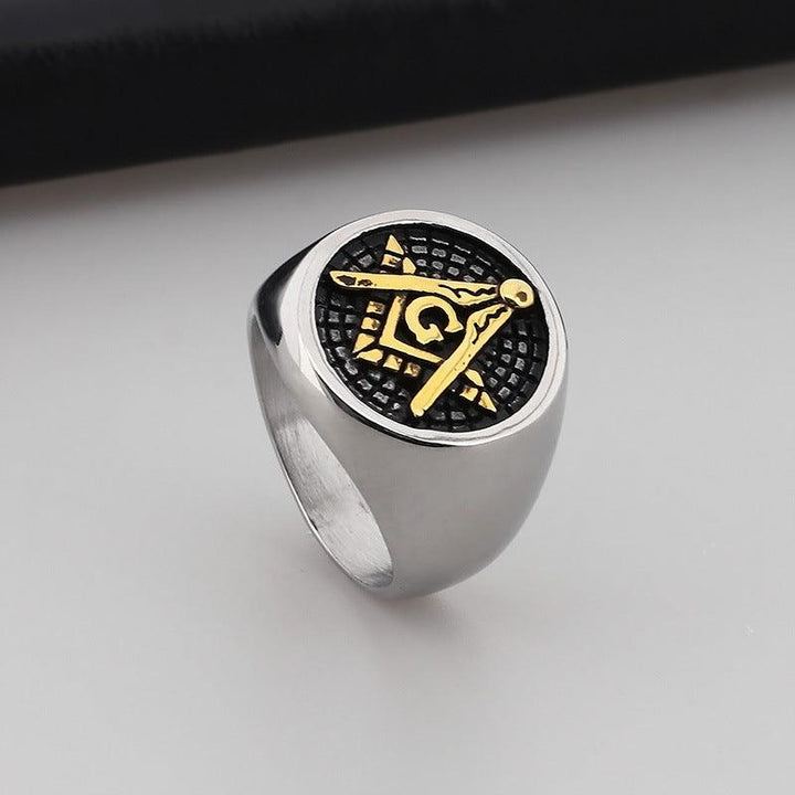 Kalen Punk AG Masonic Stainless Steel Enamel Ring for Men - kalen