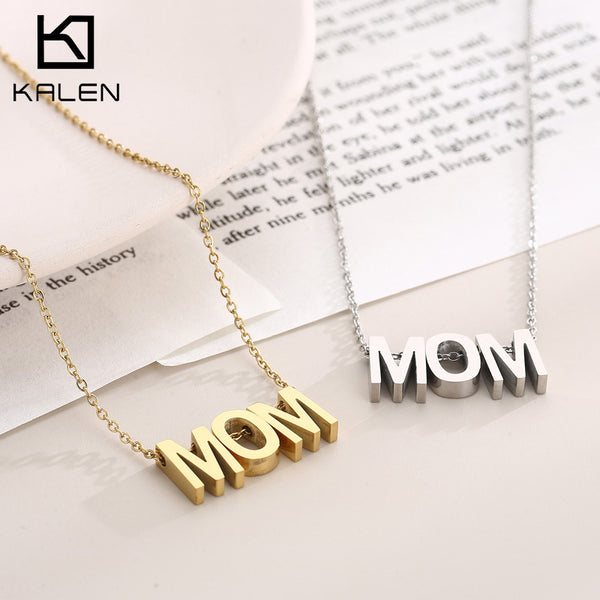 Kalen Stainless Steel MOM Letters Mother Pendant Necklace Wholesale For Women