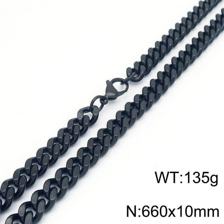 Wholesale 8/10mm Brushed Matte 2-Side Cut Curb Cuban Chain Necklace with Lobster Clap - kalen