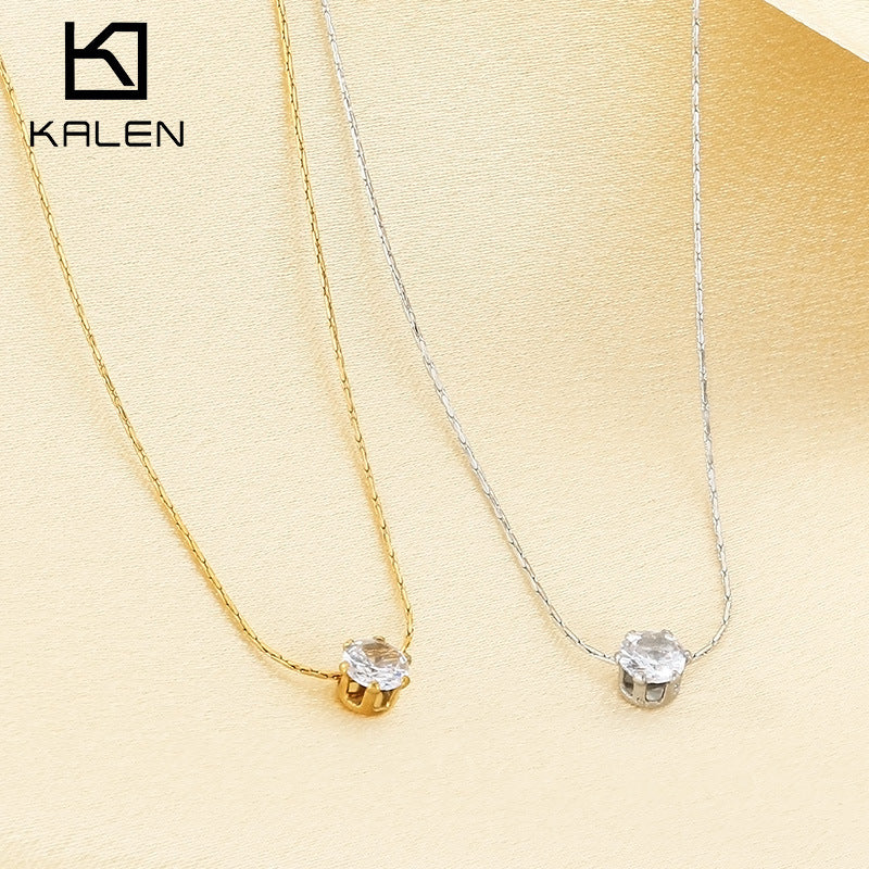 Six-Prong Zircon Pendant Necklace - view 1