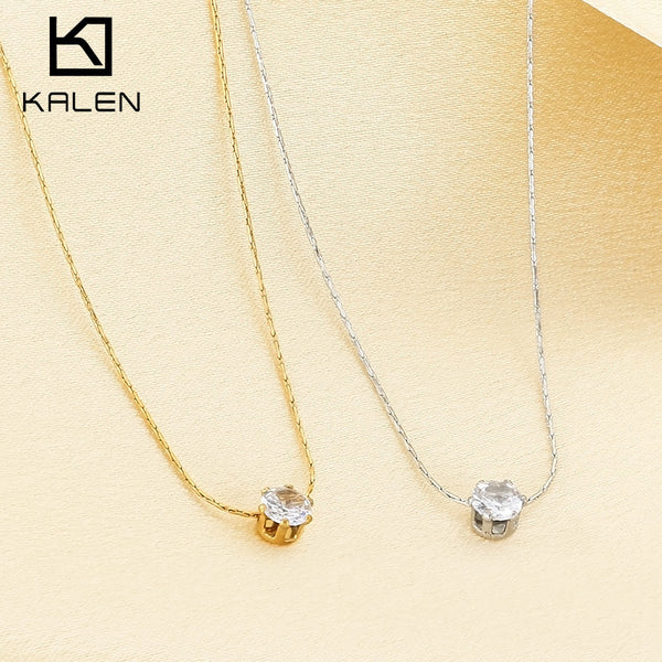 Six-Prong Zircon Pendant Necklace