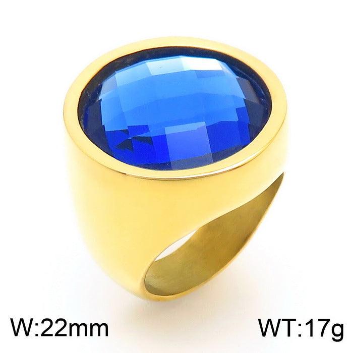 22mm KALEN Wholesale Stainless Steel Natural Stone Glass Rings For Women - kalen