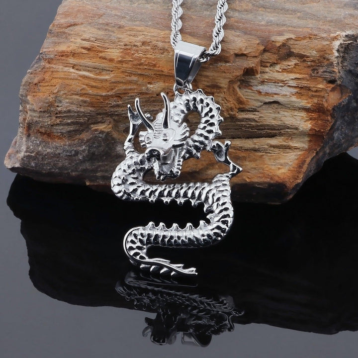 Kalen Dragon Animal Gold Plated Stainless Steel Pendant Necklace for Men Women - kalen