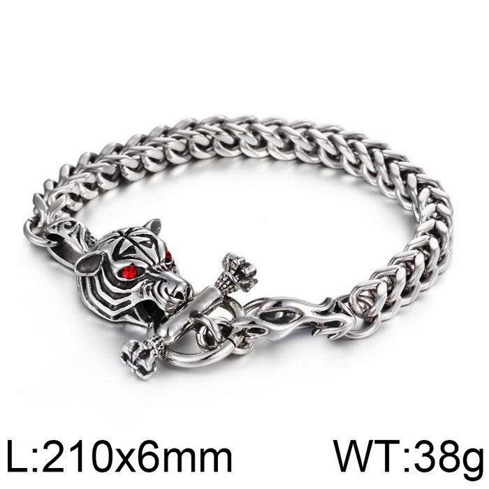 Kalen 8mm Franco Foxtail Chain Dragon Charm Bracele With OT Clap For Men - kalen