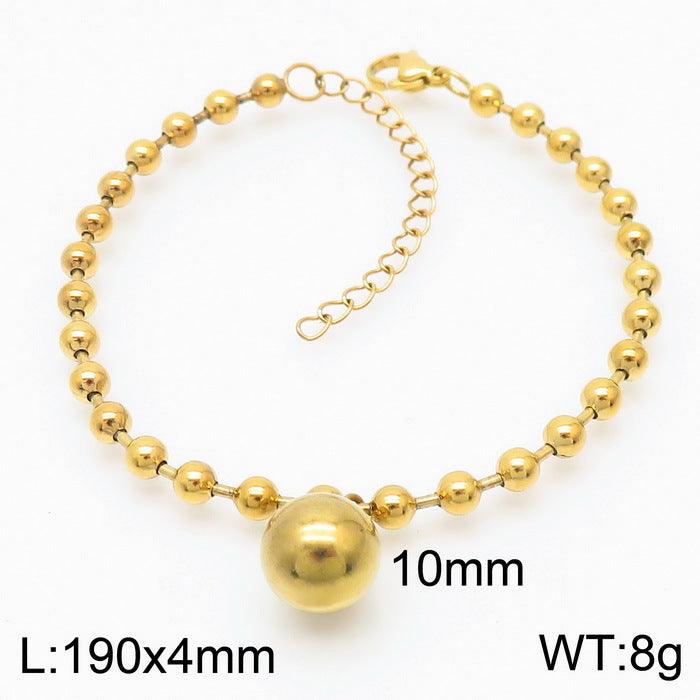 Kalen Stainless Steel 18K Gold Plated Bead Chain Ball Charm Wholesale Bracelets Necklace Jewelry Set for Women - kalen