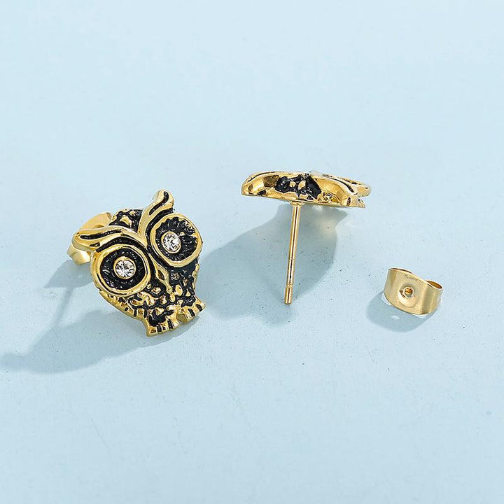 Kalen Stainless Steel Cute Owl Stud Earrings for Women - kalen