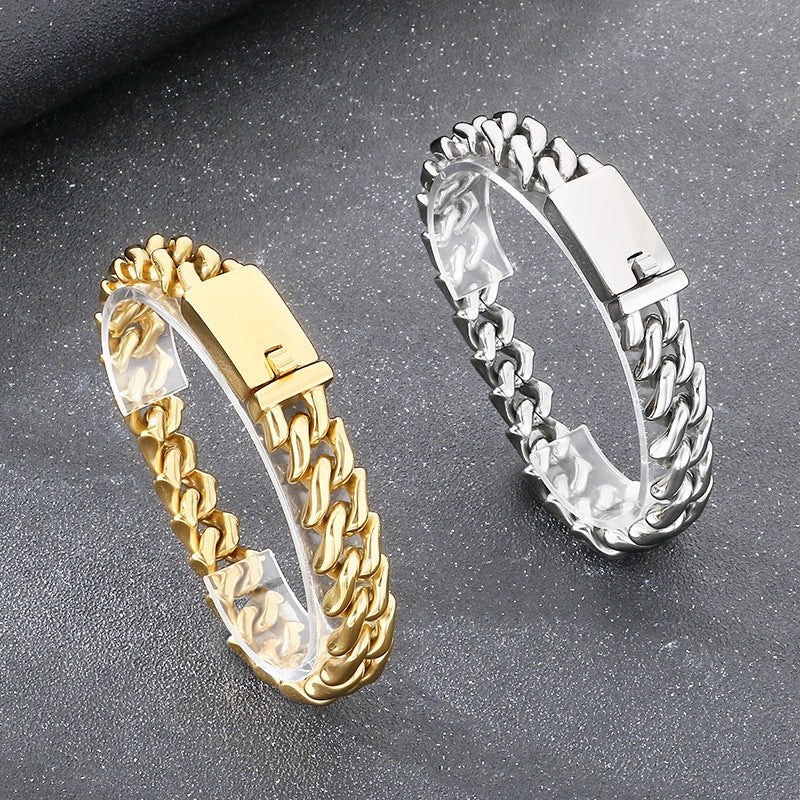 Polished Cuban Chain Stainless Steel Bracelet - view 1