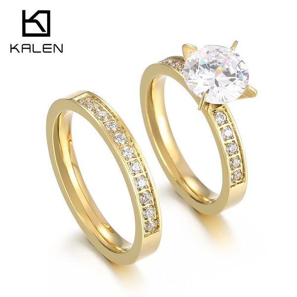 Kalen 8mm Wholesale Stainless Steel Wedding Zircon Rings For Women - kalen