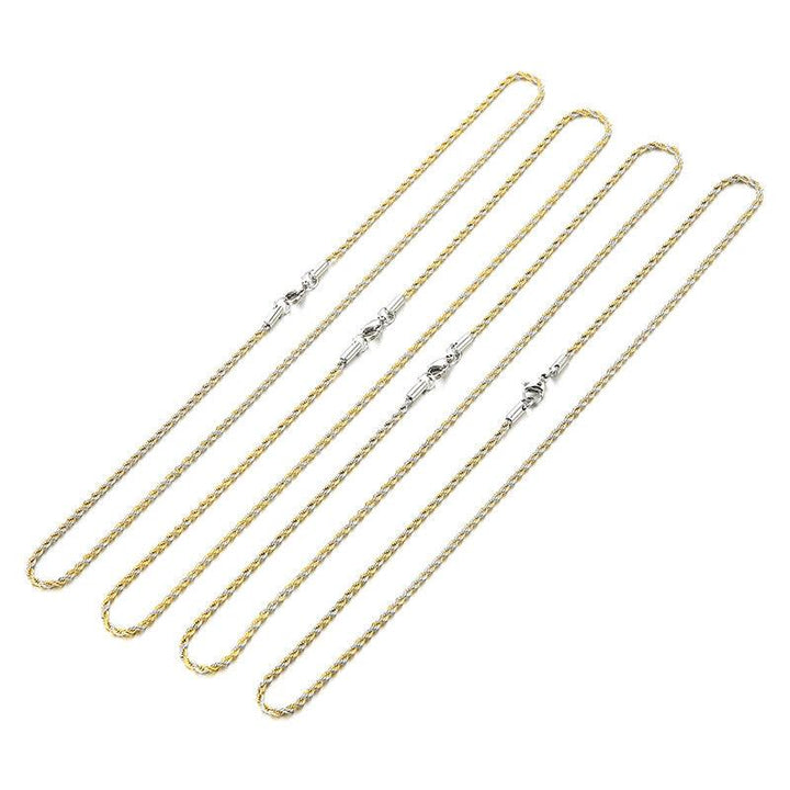 2mm Rope Twist Chain Necklace Stainless Steel AND Gold Plated - kalen