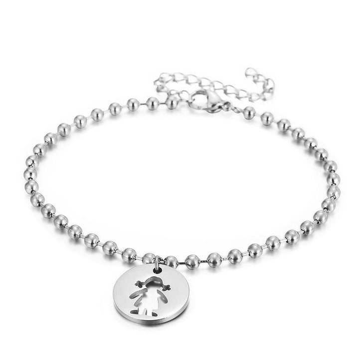 Kalen Wholesale Stainless Steel Cute Boy Girl Pendant Bracelet Necklace Jewelry Set for Women - kalen