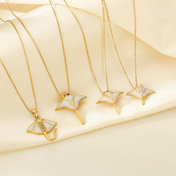 Stainless Steel Fish Enamel Pendant Necklace
