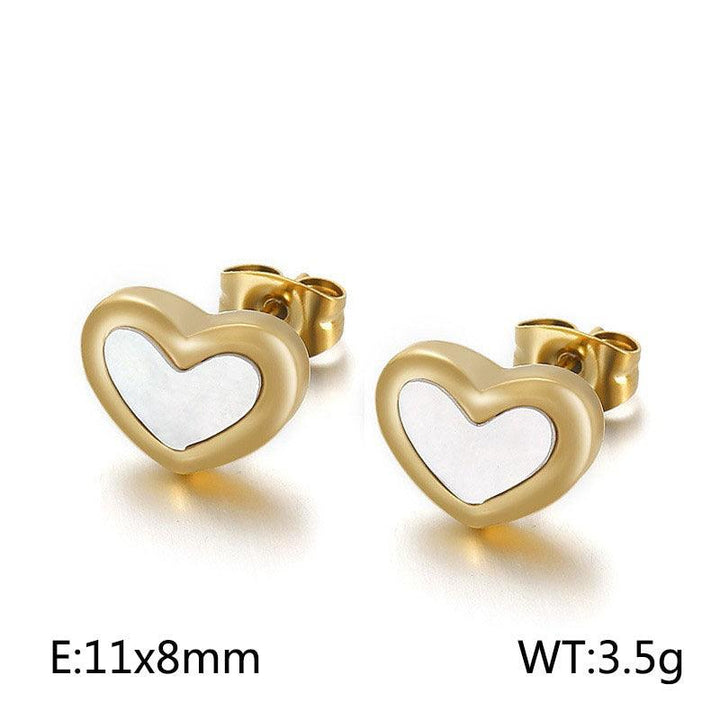 Kalen Stainless Steel Shell Heart Stud Earrings for Women - kalen