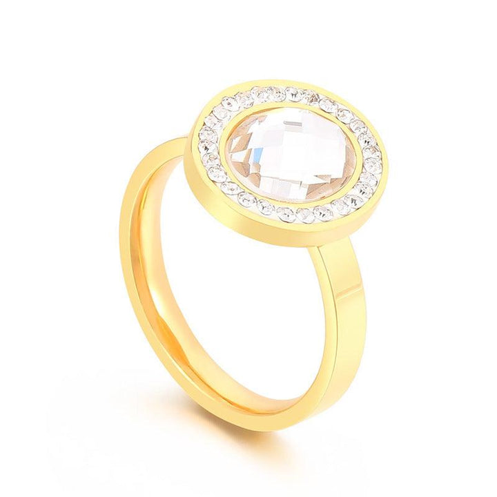 KALEN Wholesale Stainless Steel Natural Stone Zircon Glass Rings For Women - kalen