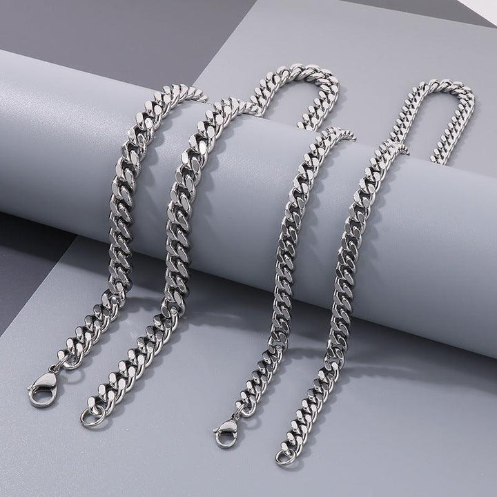 Wholesale 8/10mm Brushed Matte 2-Side Cut Curb Cuban Chain Necklace with Lobster Clap - kalen