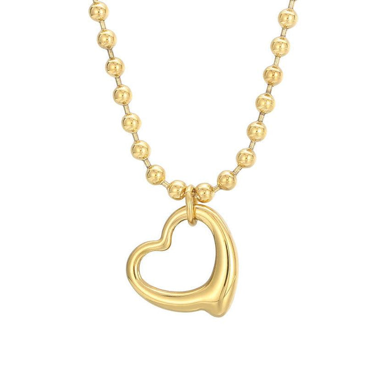 Kalen Stainless Steel 18K Gold Plated Bead Chain Heart Charm Wholesale Bracelets Necklace Jewelry Set for Women - kalen