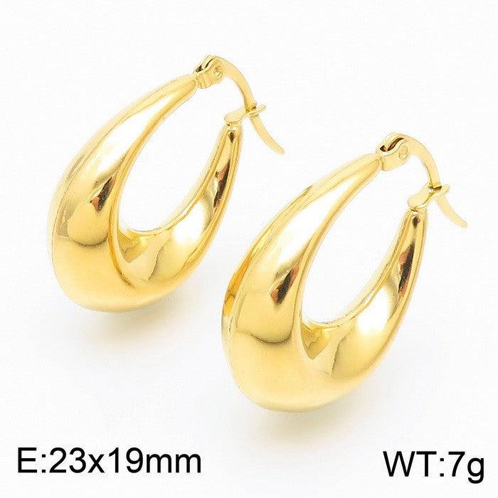 Kalen Stainless Steel Chunky Hollow Bamboo Hoop Earrings for Women - kalen