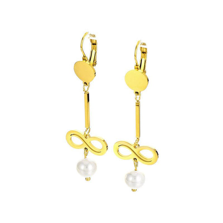 Kalen Stainless Steel Geometry Pearl Drop Earrings for Women - kalen