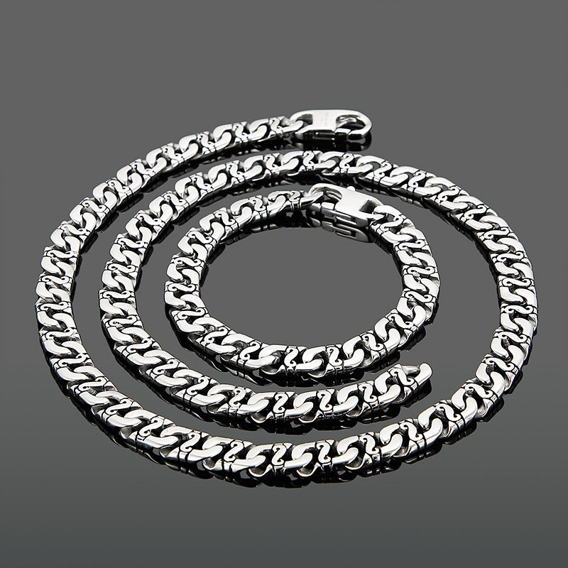 Kalen 10mm Stainless Steel Casting Link Chain Necklace Bracelet Jewelry Set for Men - view 1